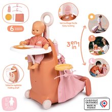Prebaľovací kufrík s postieľkou na kolieskach 3v1 Nursery Soft Baby Nurse Smoby s jedálenskou stoličkou 6 doplnkov od 18 mes