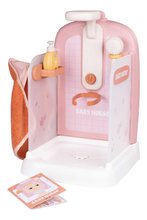 Koupelna s funkční sprchou pro panenky Shower Soft Baby Nurse Smoby s osuškou odnímatelnou sprchovou hlavicí a naučná brožurka