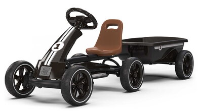 Pedálos gokart utánfutóval Go Kart Foxy Espresso Black Exit Toys fémvázzal strapabíró EVA kerekekkel és állítható üléssel 2–5 éves korosztálynak