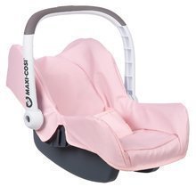 Scaun de mașină Powder Pink Maxi Cosi&Quinny Smoby pentru păpușă de 42 cm cu spațiu de depozitare și centură de siguranță