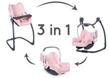 Scaun de masă și scaun de mașină sau leagăn Powder Pink Maxi Cosi&Quinny Smoby combinație triplă cu centură de siguranță