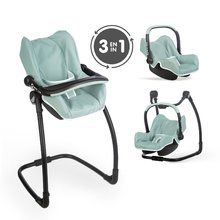 Scaun de masă cu scaun auto și leagăn Maxi Cosi Seat+High Chair Sage Smoby combinație troplă cu centură de siguranță măsliniu