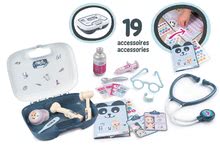Trusă medicală pentru asistentă medicală Baby Care Smoby cu 19 accesorii și acțibilduri de la 3 ani