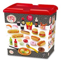 Potraviny do kuchynky Fast Food Écoiffier pizza hamburgery hranolky a hotdogy 38 doplnkov od 18 mes ECO2425