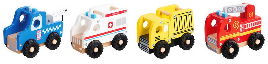 Drevené autíčka na povolania Vehicles to push Eichhorn sada 6 druhov dĺžka 10 cm od 12 mes EH2432