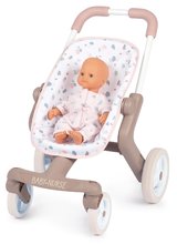 Kočík športový s textilným poťahom Pop Pushchair Natur D'Amour Baby Nurse Smoby s otočnými kolesami pre 42 cm bábiku výška rúčky 54 cm od 18 mes