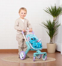 Dětský sportovní kočárek s plyšovou hračkou Stitch PushChair & Plush Smoby s textilním potahem a otočnými kolečky od 18 měsíců
