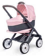 Cărucior combinație triplă Powder Pink 3in1 Maxi Cosi&Quinny Smoby adânc și sport cu pătuț portabil pentru păpușă de 42 cm