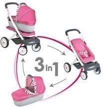 Kočík pre bábiku 3v1 retro Maxi Cosi&Quinny Smoby s nosítkom (rúčka 65,5 cm) ružový
