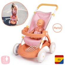 Sport babakocsi textil huzattal Pushchair Soft Baby Nurse Smoby 42 cm játék babának 58 cm magas tolókarral 18 hó-tól