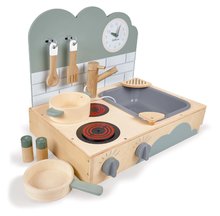 Bucătărie din lemn Small Table Kitchen Eichhorn portabilă cu sunete și 6 accesorii de la 3 ani