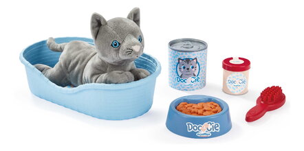 Pelíšek s plyšovou kočičkou Cat Basket Écoiffier a sada doplňků s konzervou a miskou od 18 měsíců