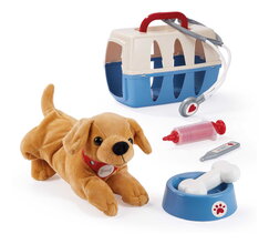 Zvěrolékařský košík Veterinarian Case Écoiffier s plyšovým pejskem s miskou a lékařskými doplňky od 18 měsíců