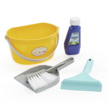 Úklidová souprava v kbelíku Cleaning Bucket Set Écoiffier 5 doplňků s lopatkou smetáčkem a stěrkou na okna