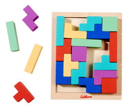 Dřevěná hra Tetris Games Shape Eichhorn 20 barevných kostek s podložkou