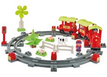 Joc de construit trenuleț cu șine Country Train Abrick Écoiffier cu o turbină eoliană și 4 figurine de la 18 luni