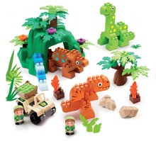 Joc de construit cu dinozauri Abrick Dinoland Écoiffier cu două figurine și un vehicul de la 18 luni