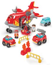 Joc de construit pompierii cu un avion Abrick Fireman Cargo Plane Écoiffier cu 4 figurine și 3 vehicule de la 18 luni