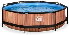 Medence szűrős szivattyúva Wood pool Exit Toys kerek acél medencekeret 300*76 cm barna 6 évtől