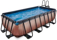 Medence szűrővel Wood pool Exit Toys acél medencekeret 400*200*100 cm barna 6 évtől
