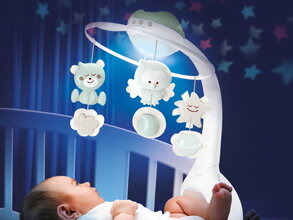 Hudobný kolotoč nad postieľku 3in1 Projector Musical Mobile Sage Infantino s projektorom a nočným svetlom zelený od 0 mes