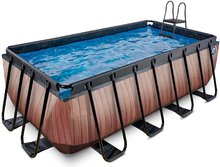 Bazén s filtráciou Wood pool Exit Toys oceľová konštrukcia 400*200*122 cm hnedý od 6 rokov