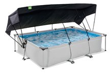 Medence fedéllel és szűrővel Soft Grey pool Exit Toys acél szerkezet 300*200*65 cm szürke 6 évtől ET30233250