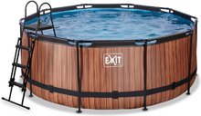 Bazén s pieskovou filtráciou Wood pool Exit Toys kruhový oceľová konštrukcia 360*122 cm hnedý od 6 rokov