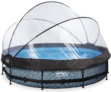Bazén s krytom a filtráciou Stone pool Exit Toys kruhový oceľová konštrukcia 360*76 cm šedý od 6 rokov