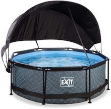 Medence napellenzővel és szivattyúval Stone pool Exit Toys kerek acél medencekeret 244*76 cm szürke 6 évtől