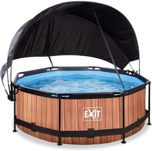 Bazén so strieškou a filtráciou Wood pool Exit Toys kruhový oceľová konštrukcia 244*76 cm hnedý od 6 rokov