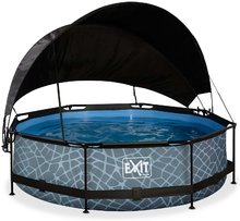 Medence napellenzővel és szivattyúval Stone pool Exit Toys kerek acél medencekeret 300*76 cm szürke 6 évtől