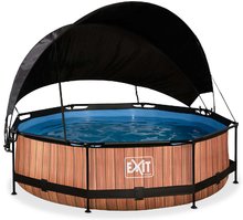 Bazén so strieškou a filtráciou Wood pool Exit Toys kruhový oceľová konštrukcia 300*76 cm hnedý od 6 rokov