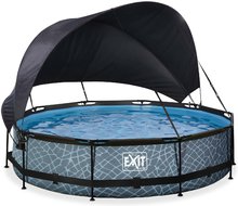 Bazén so strieškou a filtráciou Stone pool Exit Toys kruhový oceľová konštrukcia 360*76 cm šedý od 6 rokov