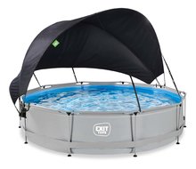 Medence fedéllel és szűrővel Soft Grey pool Exit Toys kerek acél szerkezet 360*76 cm szürke 6 évtől ET30351250