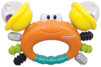 Hrkálka s hryzátkem Krab Rattle & Teether Sand Crab Infantino od 0 měs