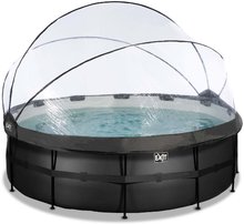 Bazén s krytom pieskovou filtráciou a tepelným čerpadlom Black Leather pool Exit Toys kruhový oceľová konštrukcia 427*122 cm čierny od 6 rokov