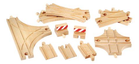 Náhradné diely pre vláčikodráhu Advanced Expansion Pack BRIO 11 dielov rôzne typy koľajníc od 3 rokov BRIO3077