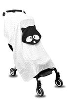 Slnečná clona na kočík Mýval Bamboo Black&White toTs-smarTrike s okienkom 70% bambusový hodváb a 30%