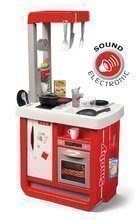 Kuchyňka elektronická Bon Appetit Smoby červená, zvuková s chladničkou, kávovarem a 23 doplnků