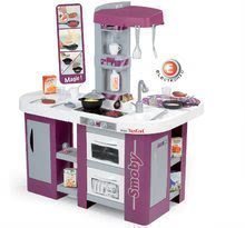 Dětská kuchyňka Tefal Studio XL Smoby elektronická se zvuky, s jídelnou, lednicí a 36 doplňky fialovo-stříbrná
