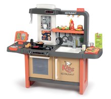 Reštaurácia s elektronickou kuchynkou Kids Restaurant Smoby s tečúcou vodou a funkčnou pokladňou s kávovarom a jedálenským pultom 101 cm výška SM31230