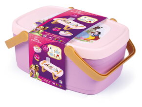 Piknikový košík a stolek 2v1 Princezny Disney Picnic Basket Smoby 14 doplňků s jídelní soupravou