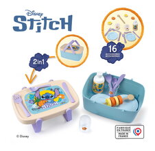 Piknikový košík a stoleček 2v1 Stitch Picnic Basket Smoby 16 doplňků s jídelní soupravou