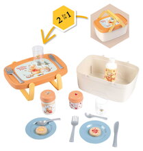 Piknikový košík a stolík 2v1 Winnie the Pooh Picnic Basket Smoby s obedovou súpravou 15 doplnkov od 18 mes