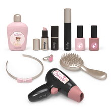Kozmetický kufrík so zrkadlom My Beauty Vanity Smoby kaderníctvo s fénom a kozmetika s nechtovým štúdiom 10 doplnkov
