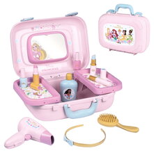 Kosmetický kufřík se zrcadlem Princezny Disney Beauty Vanity Smoby kosmetika s kadeřnickým a nehtovým studiem s 10 doplňky