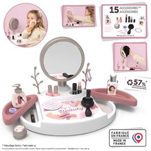 Măsuță cosmetică cu oglindă reglabilă My Beauty Studio Smoby cu rafturi rotative și copăcei pentru agățarea bijuteriilor cu 15 accesorii de la 3 ani