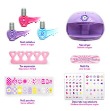 Nehtové studio s elektronickou sušičkou Glam Nail Salon Smoby s reálným lakem na nehty a nálepkami 9 doplňků od 6 let