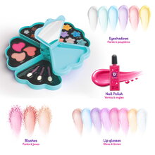 Kozmetická paleta s očnými tieňmi Glam Makeup Palette Smoby 8 leskov na pery s lícenkami a aplikátormi od 6 rokov